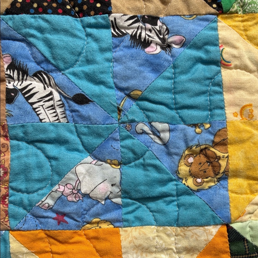 Colorful Handmade Patchwork Quilt Carebears - Picture 5 of 9